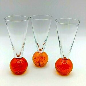 3 Bubble Ball Shot Glasses In Reddish Amber